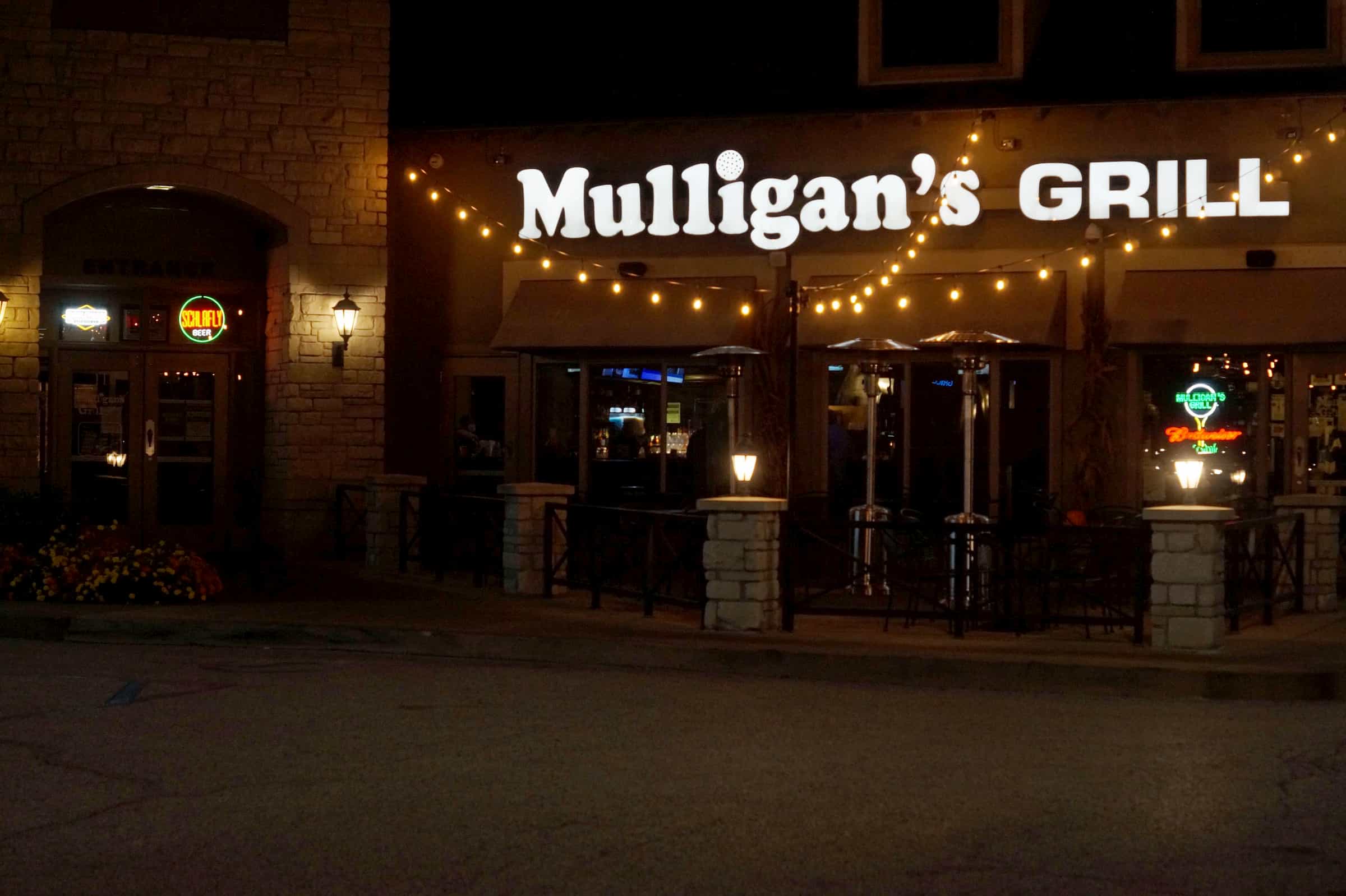 Mulligan's Grill exterior at night