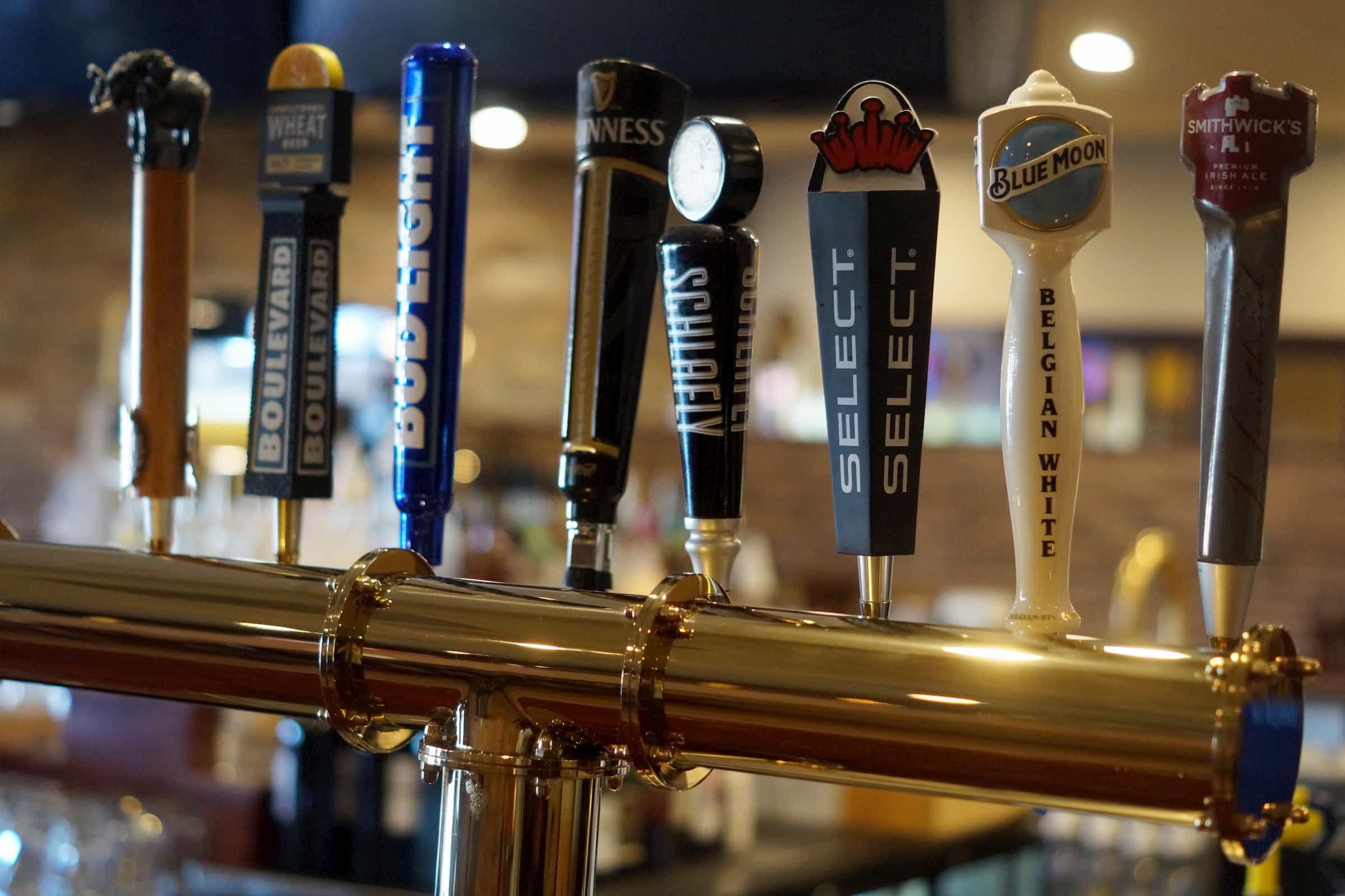 Beer taps behind the bar at Mulligan's Grill